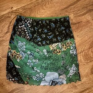 Urban Outfitters Black and Green Mini Skirt